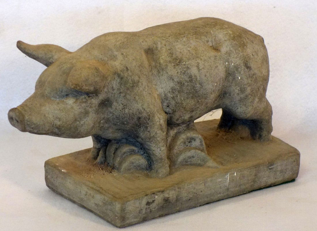 Concrete ornamental garden pig - 15.5"L x 6.5"H: Concrete ornamental garden pig - 15.5"L x 6.5"H