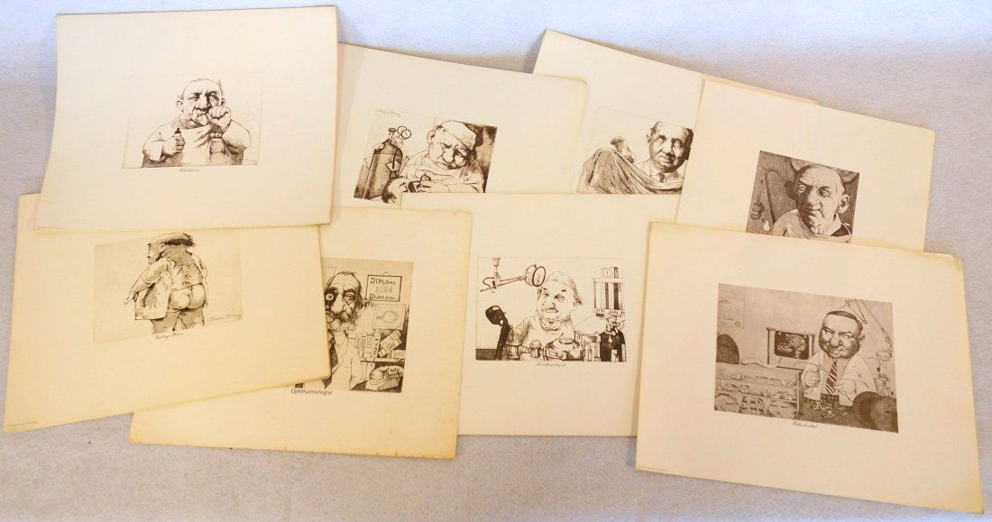 Portfolio of limited edition lithographs entitled: Portfolio of limited edition lithographs entitled "Medical Suite 1" by Charles Bragg, after his original etchings. published in 1969. First printing 160/1000. Very good condition. Each 11.5" x 14.5".