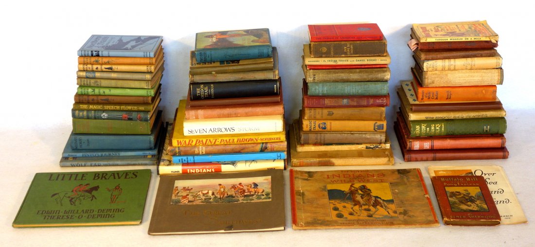 Three boxes of Native American related books including: Three boxes of Native American related books including reference books, kids books, novels, etc. 1890's to 1950's - most in very good condition.