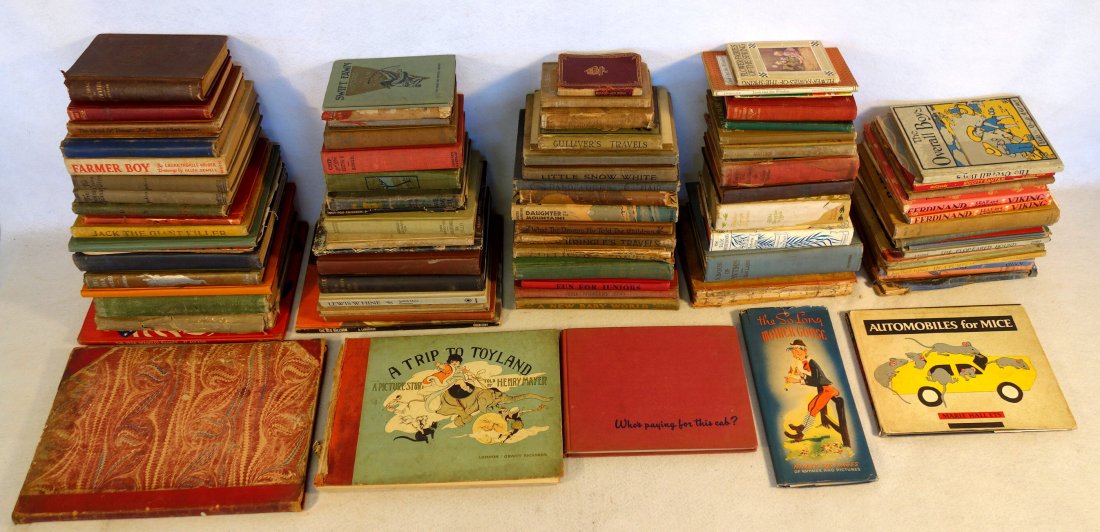 Two boxes of miscellaneous children's books, Victorian: Two boxes of miscellaneous children's books, Victorian through 1950's.