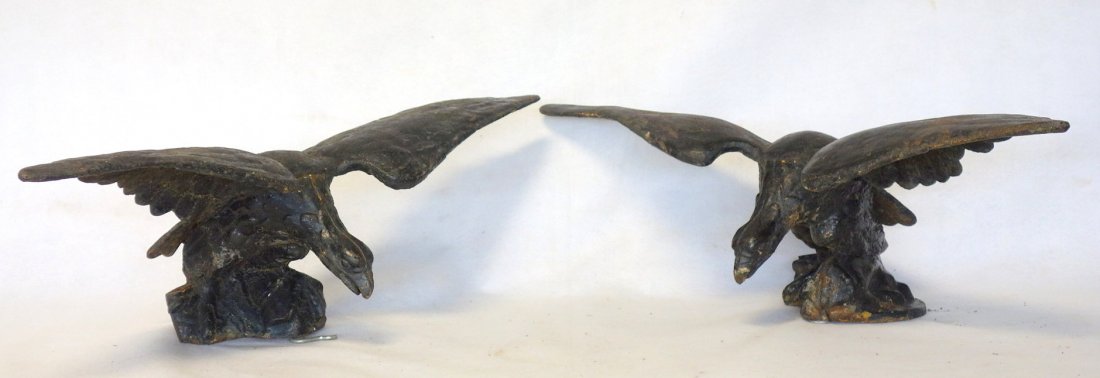 Pair  cast iron pilot house eagles, 19th century - wing (1 of 4)