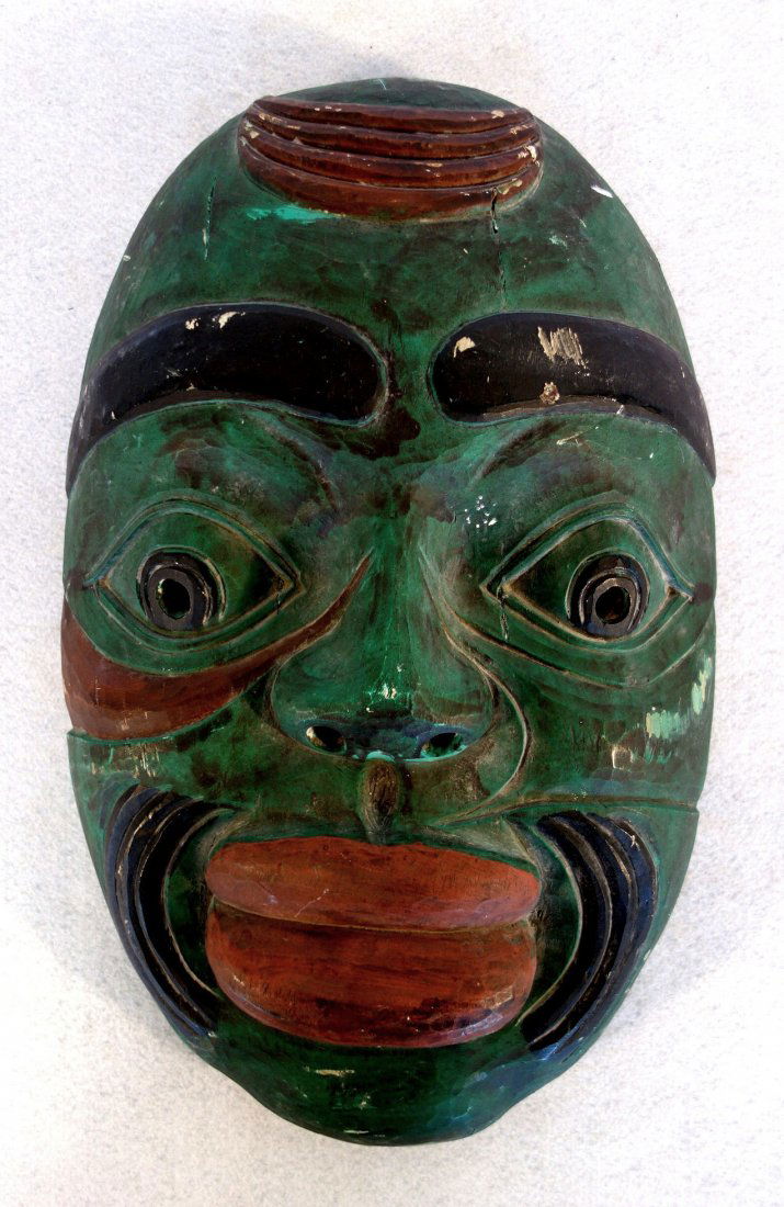 Northwest Coast ceremonial mask in original red, black (1 of 4)