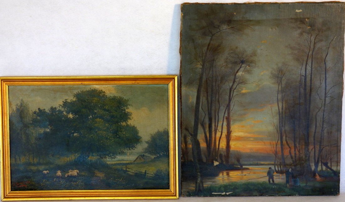 Two primitive 19th century landscapes including O/C (1 of 6)