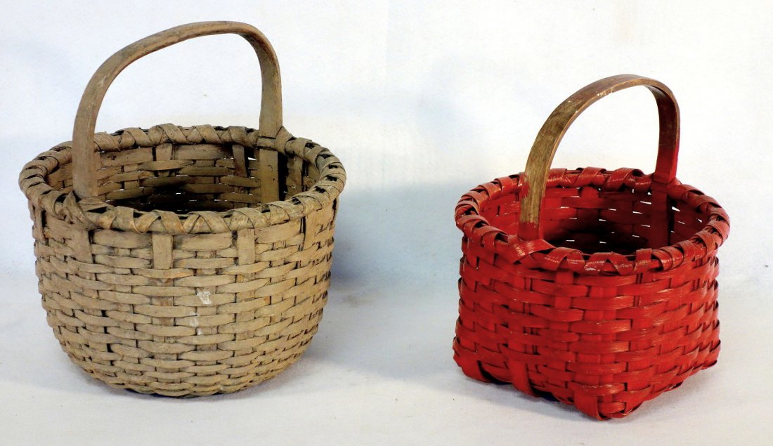 Two early painted splint baskets cross-wrapped across (1 of 4)