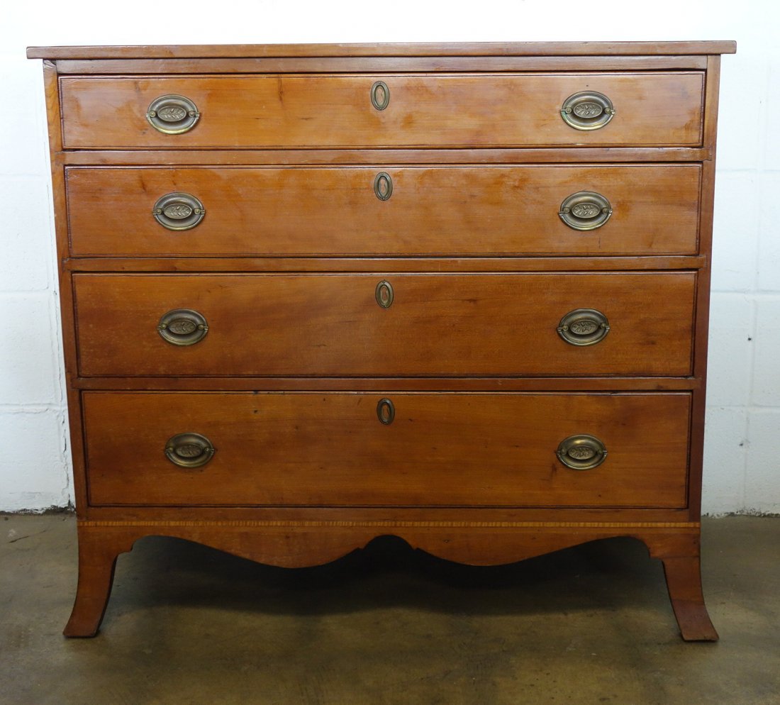 Hepplewhite cherry chest having 4 graduated drawers on (1 of 10)