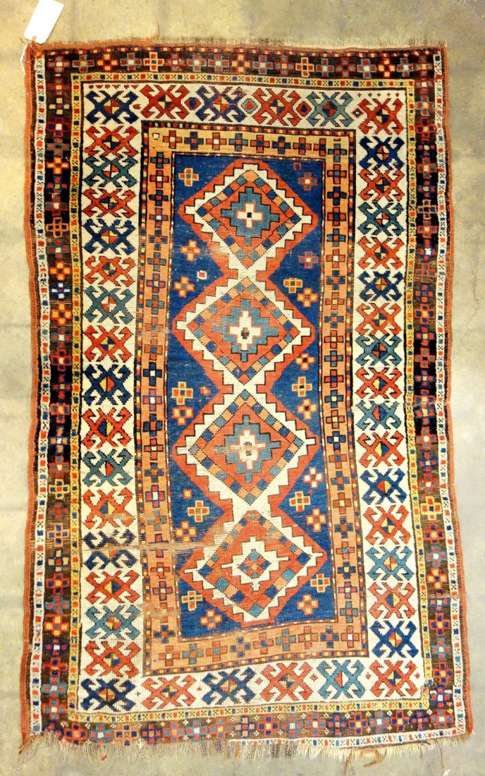Oriental scatter rug - great coloring, 3 small areas of (1 of 5)