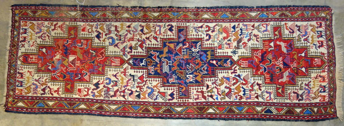 Oriental tribal scatter (runner) rug decorated with (1 of 4)