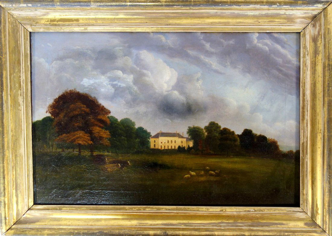 O/C Landscape with manor house and cattle and sheep (1 of 3)