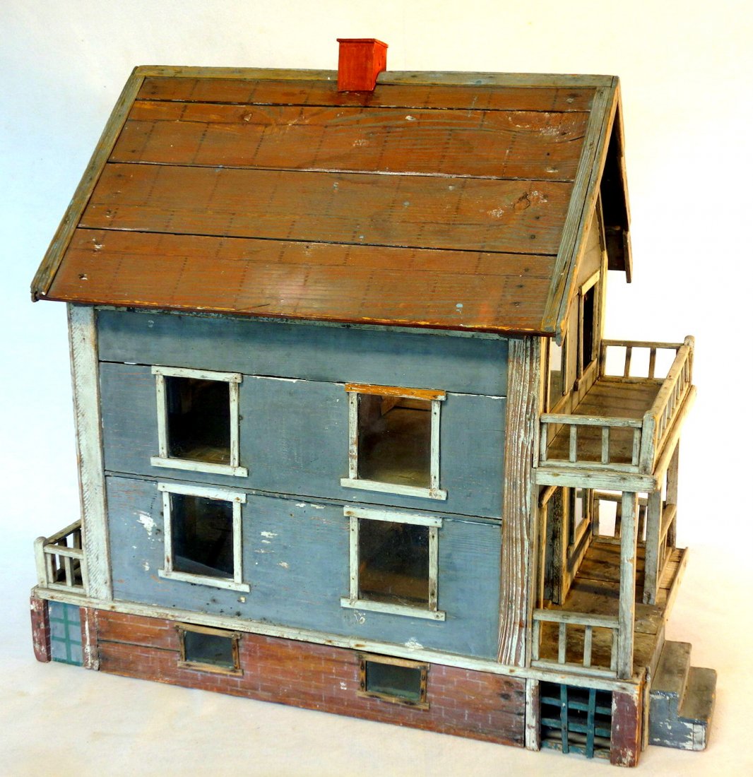 Large primitive 19th century hand made wooden 2 story (1 of 4)