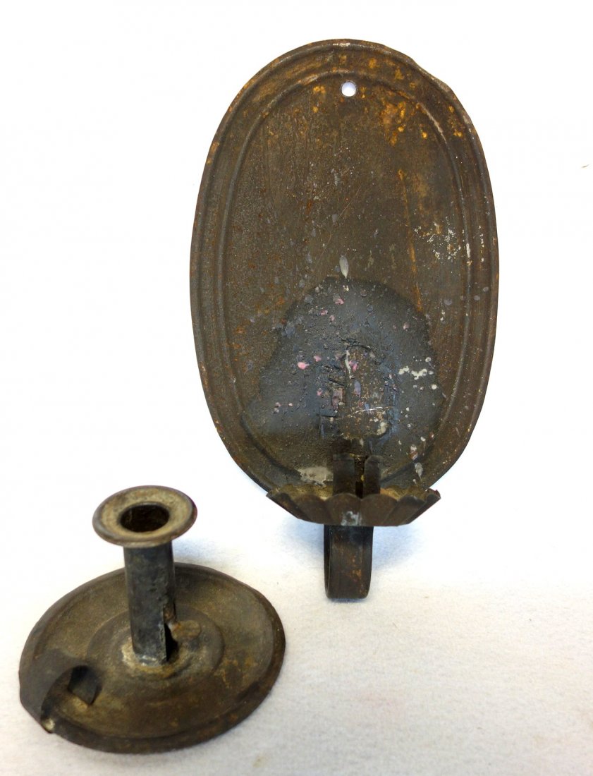 Two tin lighting devices including oval wall sconce in (1 of 6)