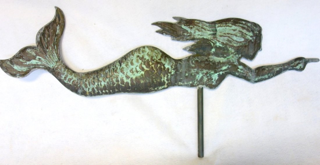 Mermaid flattened body copper weathervane with (1 of 3)