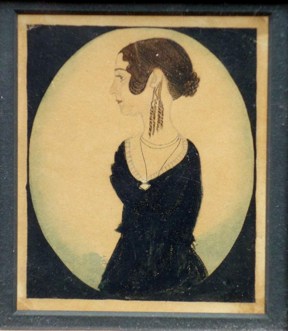 An early miniature water color profile portrait of a (1 of 4)