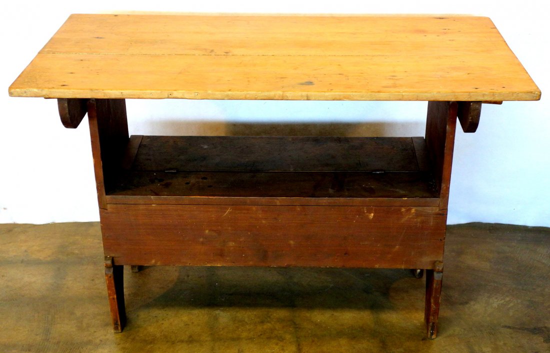 Hutch table with scrubbed-top and lightly stained base (1 of 4)