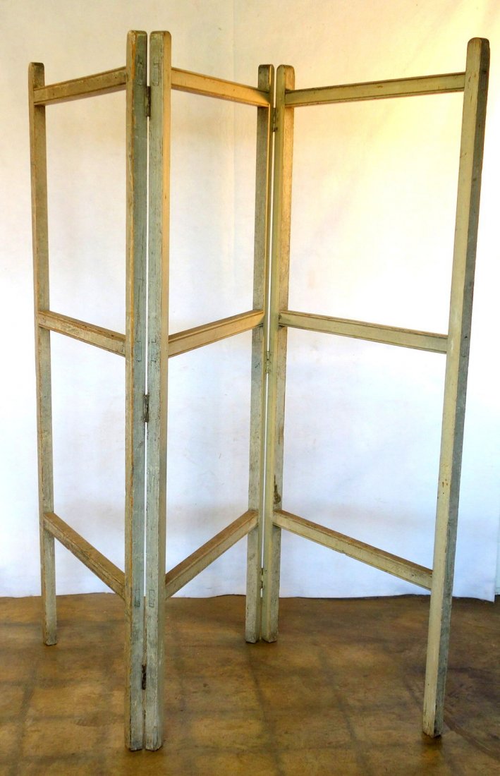 Early 3 section folding quilt rack with mortised and (1 of 4)