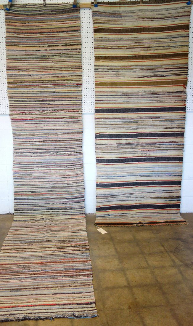Two rag rug runners including: 8' 8" x 3' 4" & 13' x 2' (1 of 6)