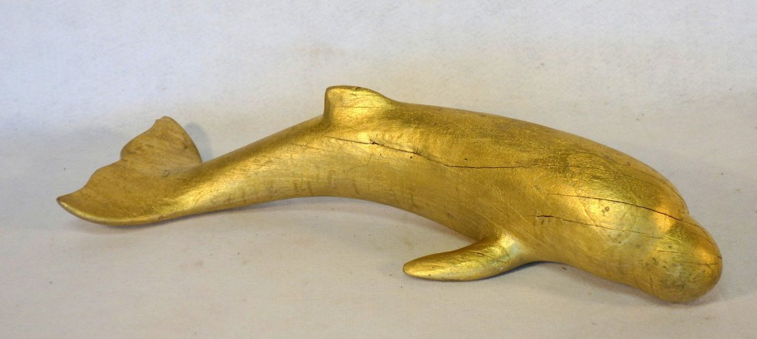 Carved wooden dolphin, probably a weathervane, in newer (1 of 4)