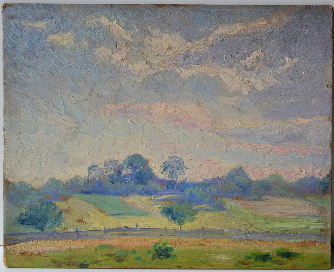 O/B Impressionist landscape signed J.H. Hatfield (1 of 6)