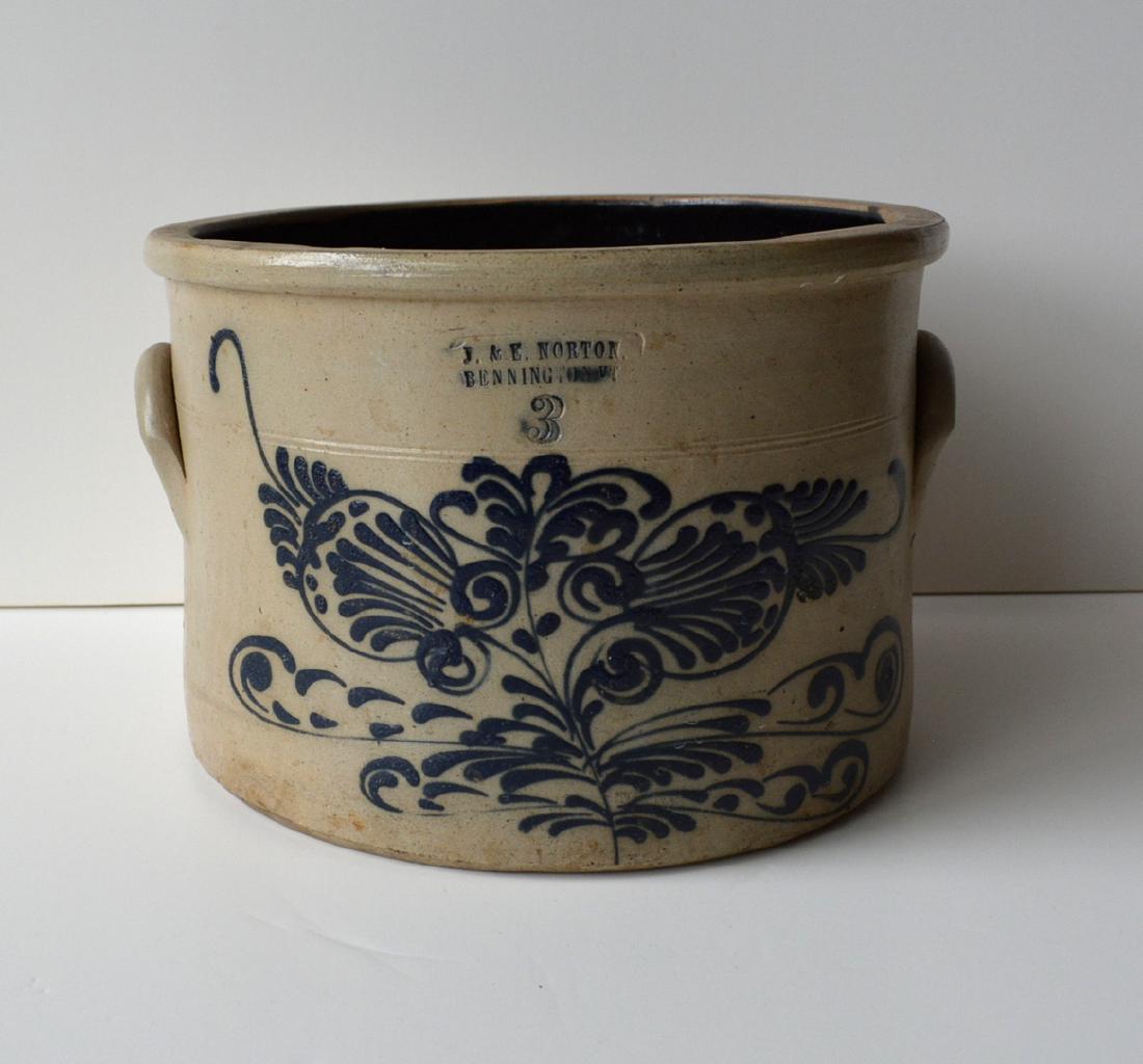 Stoneware 3 gallon butter crock decorated with large (1 of 5)