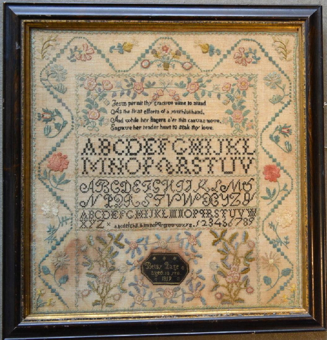 Alphabet and motto sampler signed Betsy Page aged 10 (1 of 6)