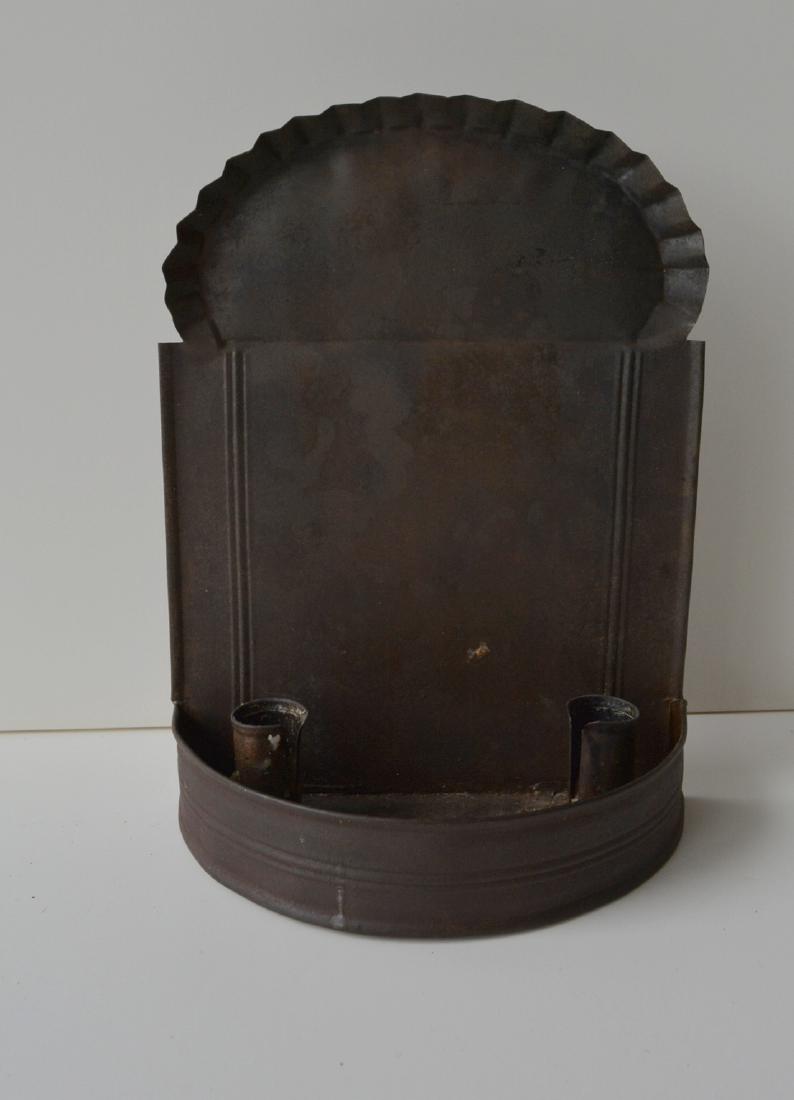 American tin wall sconce with double font and crimped (1 of 3)