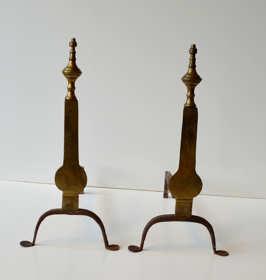 Pair of Queen Anne knife blade andirons with unusual (1 of 6)