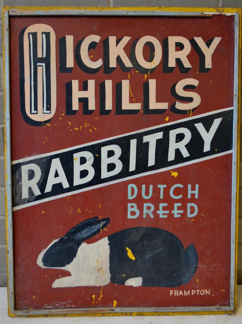 Hand painted double sided wooden sign entitled "HICKORY (1 of 4)