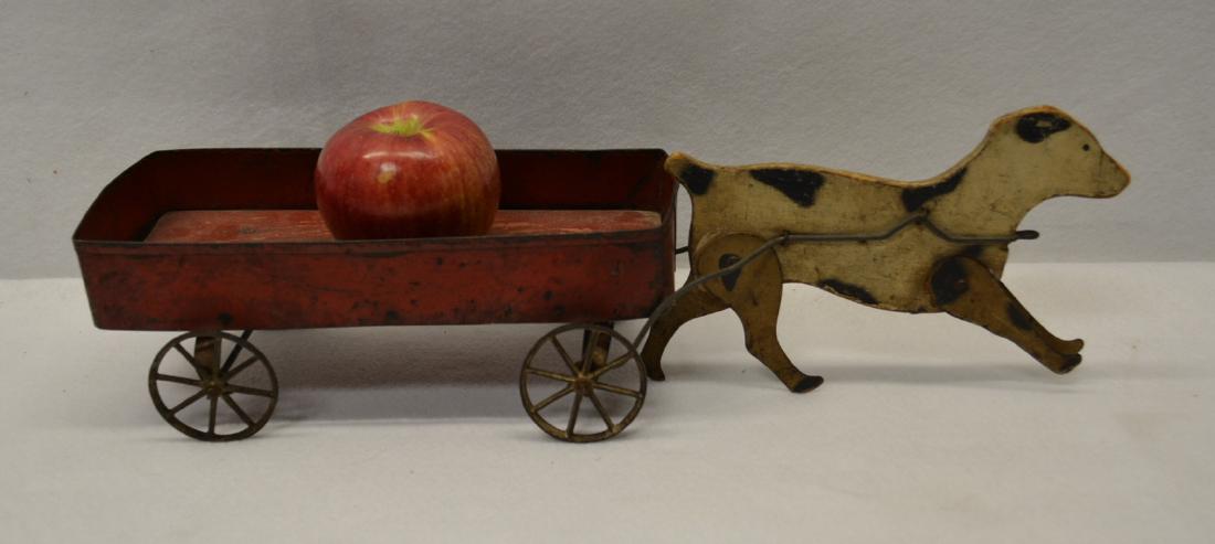 Early pull toy with hand painted wooden dog in original (1 of 4)