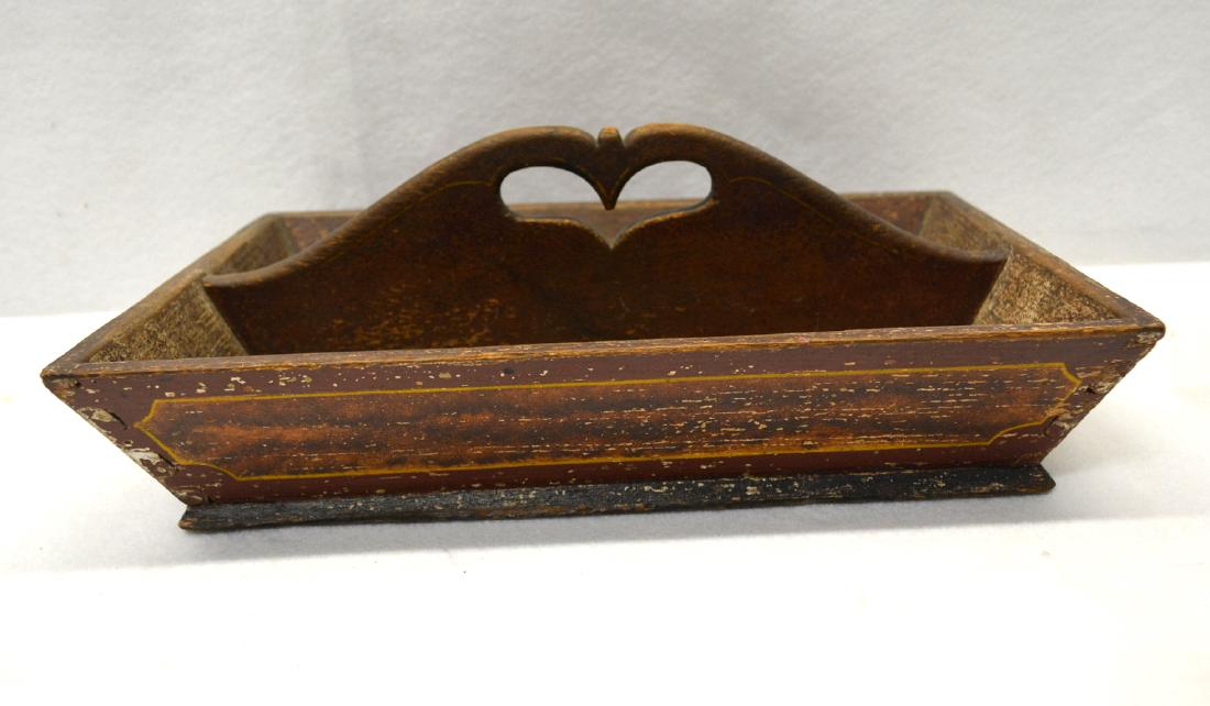 Early dovetailed cutlery box in original grain paint (1 of 6)