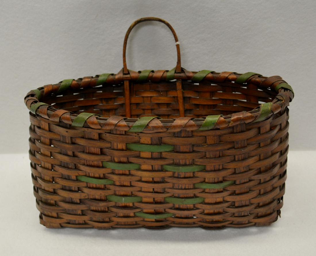 Early splint basket with single handle- 19th century, (1 of 4)