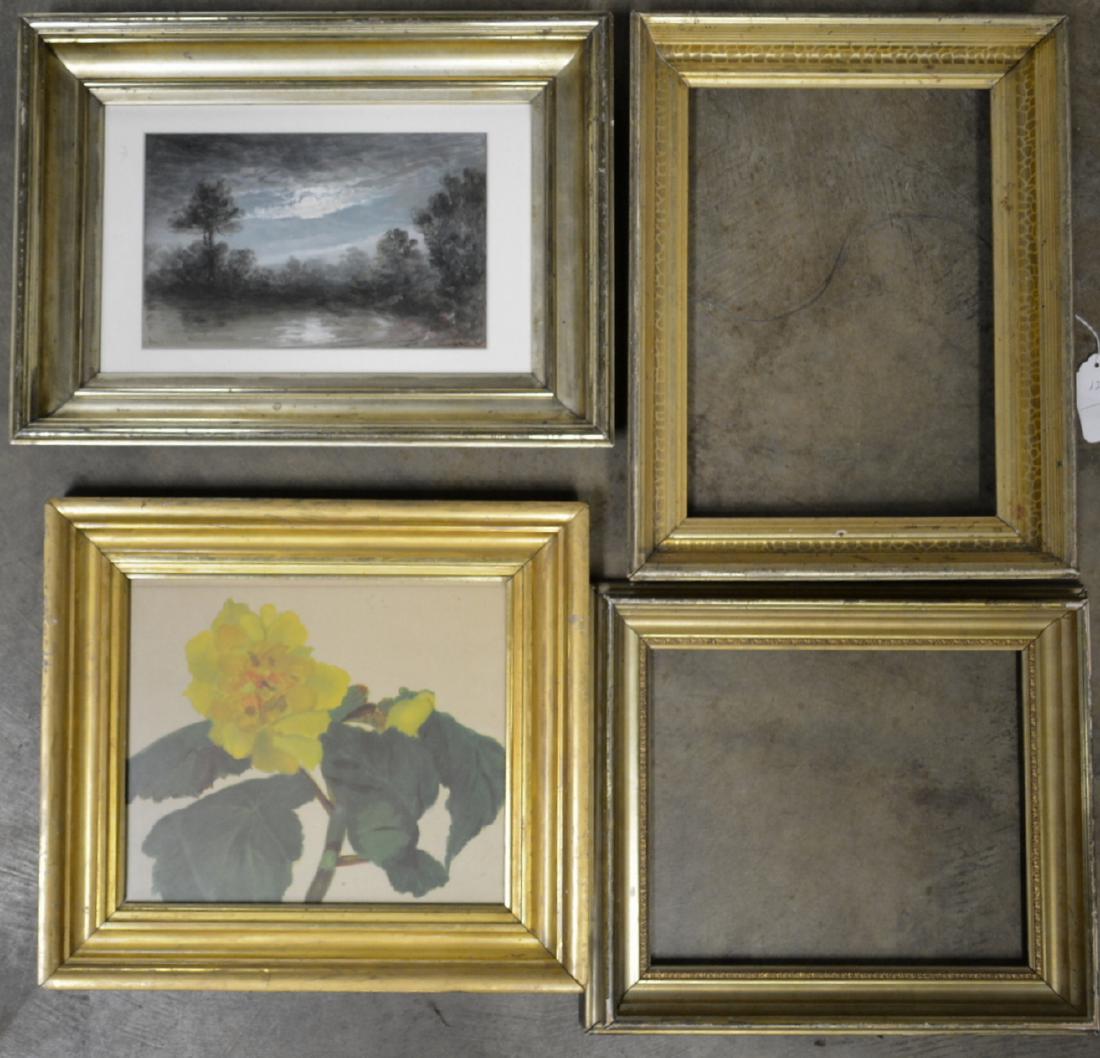 Grouping of 4 lemon gold frames including one holding (1 of 4)