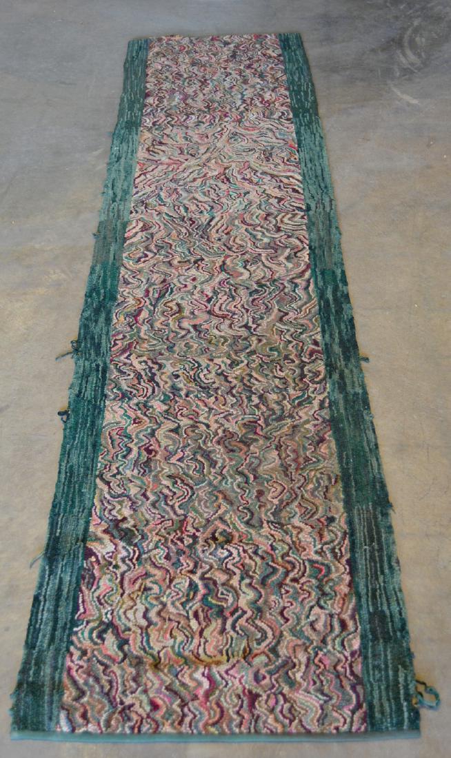 Hooked rug runner in modernistic design - very slight (1 of 7)