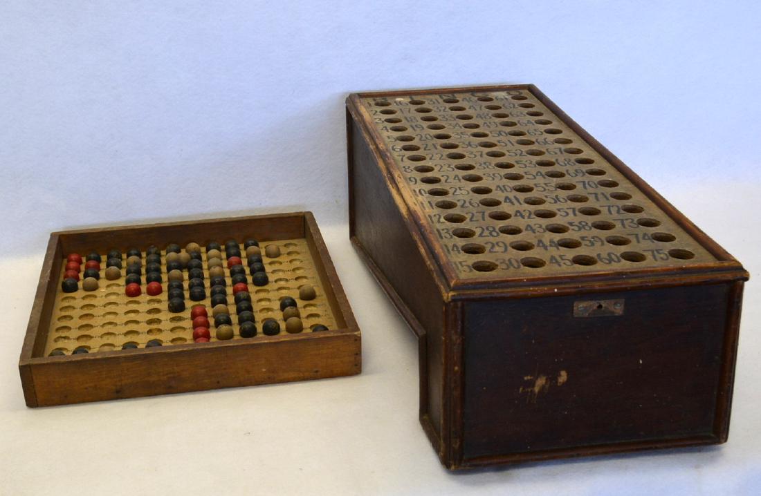 Old handmade Bingo game with 2 pieces: 1) The board (1 of 6)