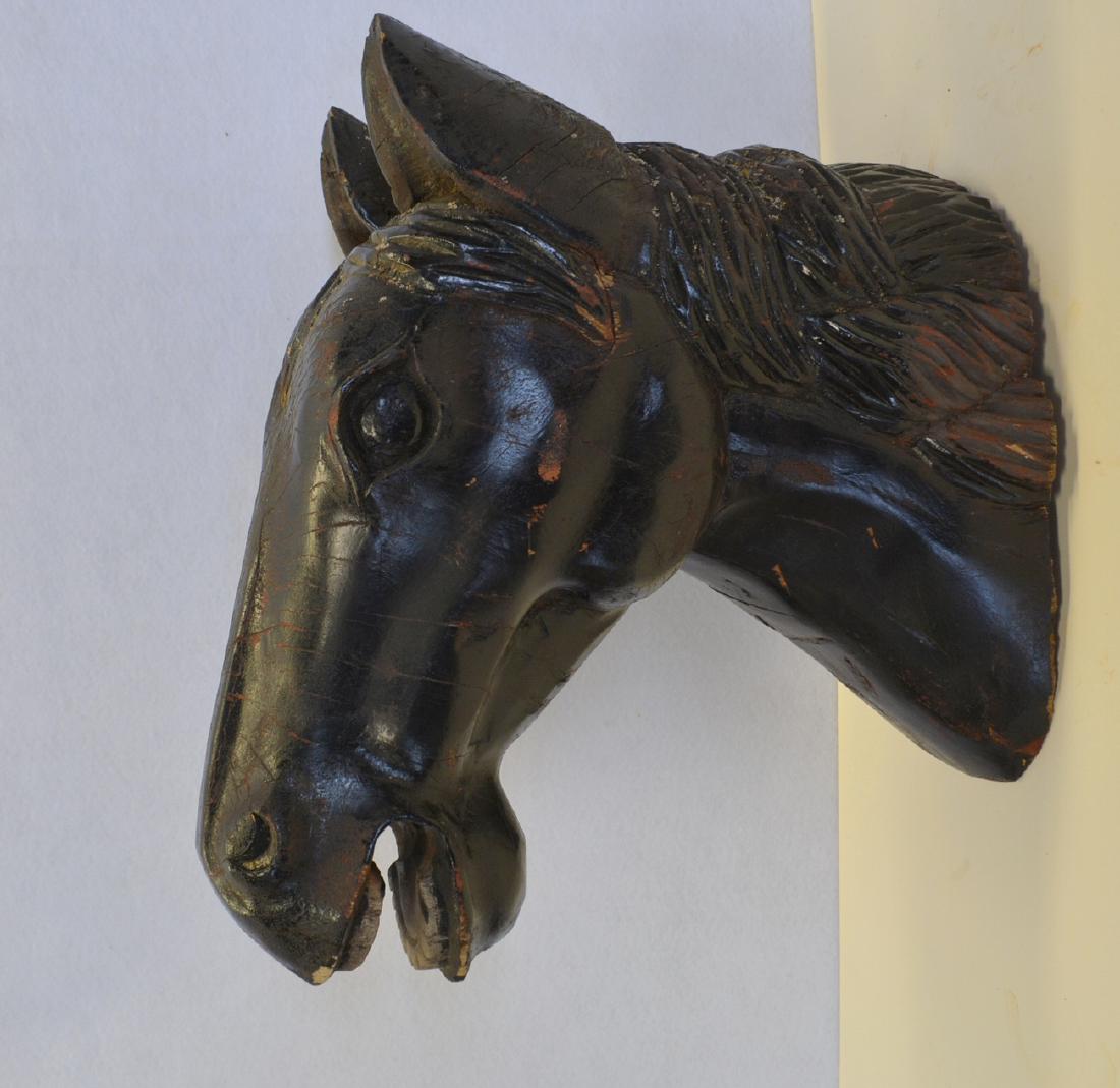 Folk art life size carved wooden horse head display in (1 of 4)