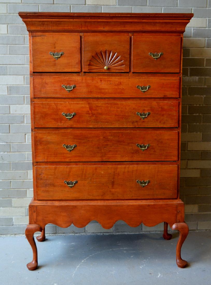 Maple Queen Anne chest on frame having 3 drawers, the (1 of 6)