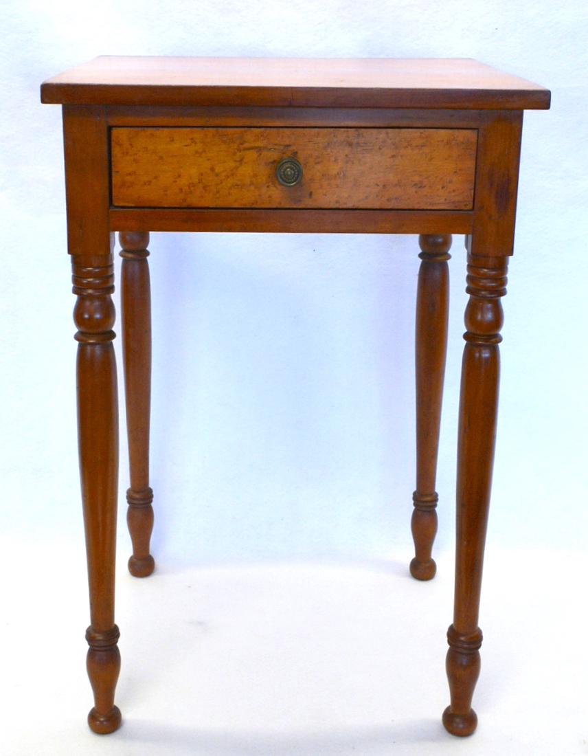 Sheraton cherry work table with single birdseye maple (1 of 4)