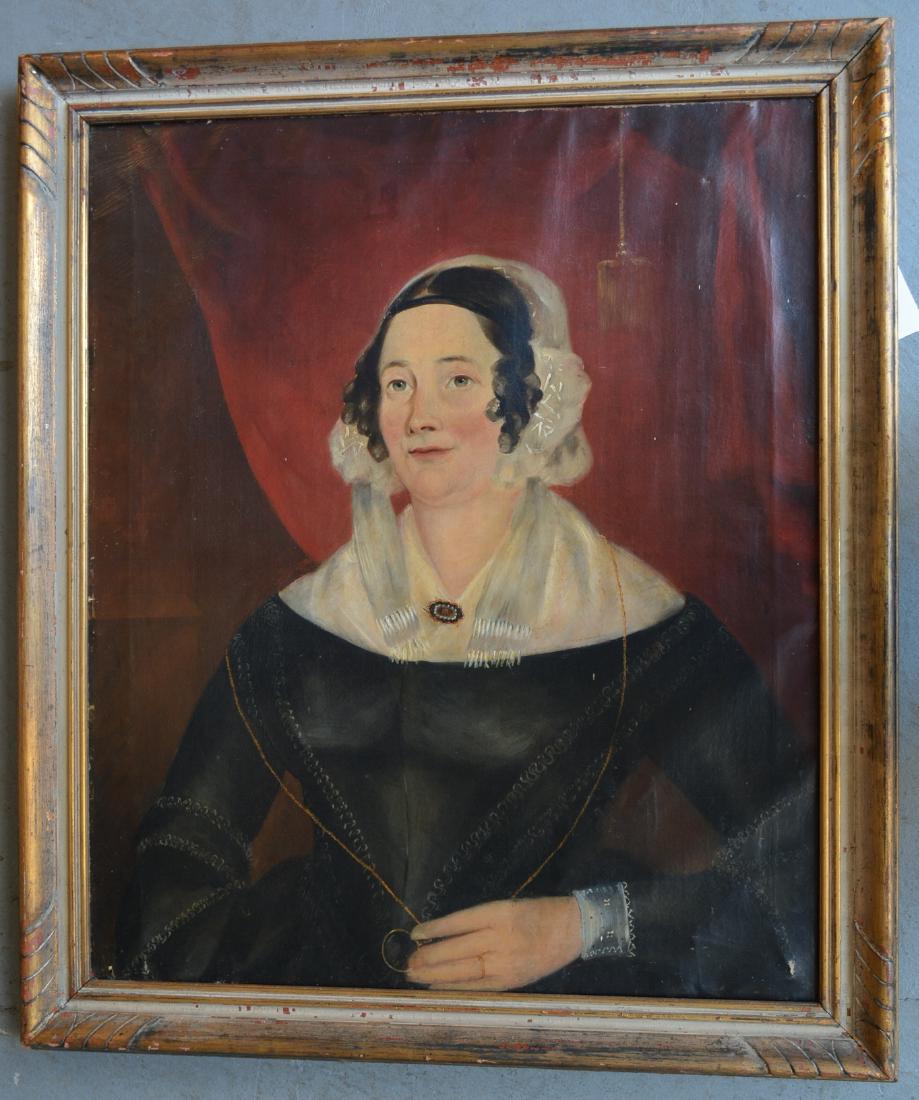 Primitive O/C Portrait of lady holding eye glasses (1 of 4)