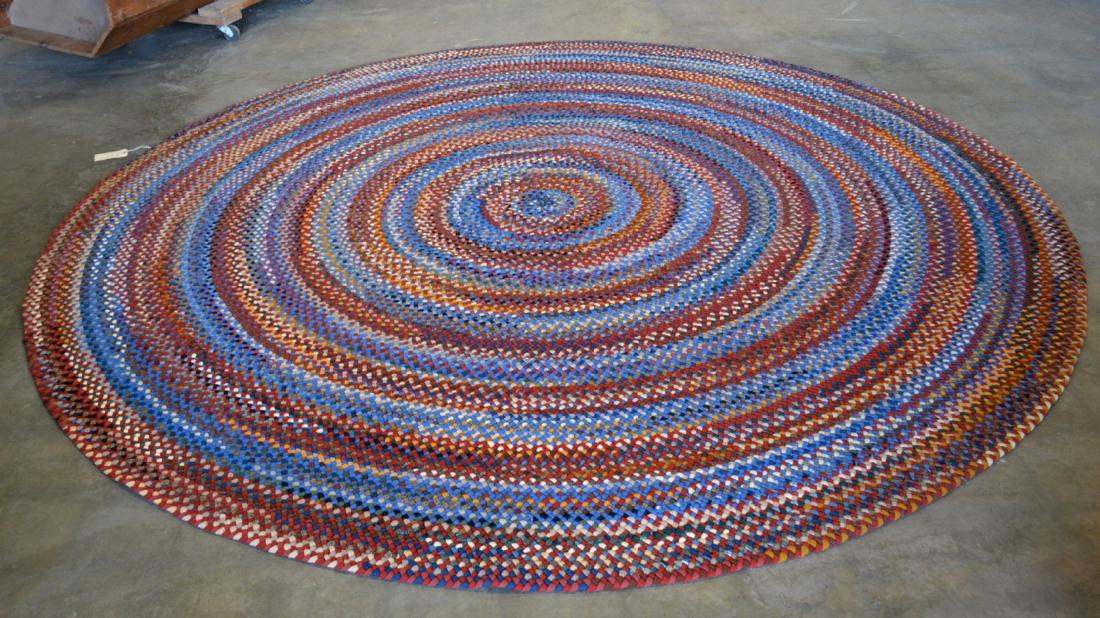 Two colorful matching braided wool rugs. Mid to late (1 of 4)