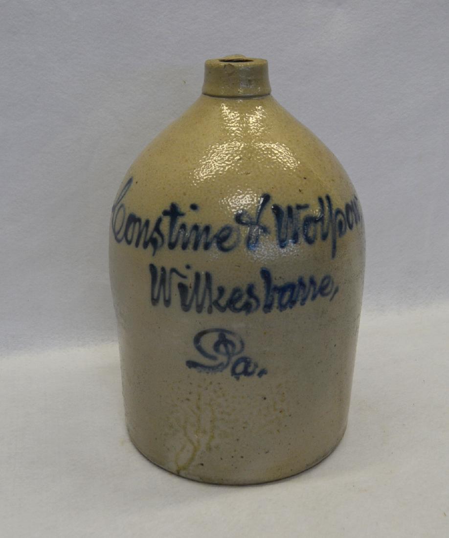 Stoneware 3 gallon advertising store jug written in (1 of 4)
