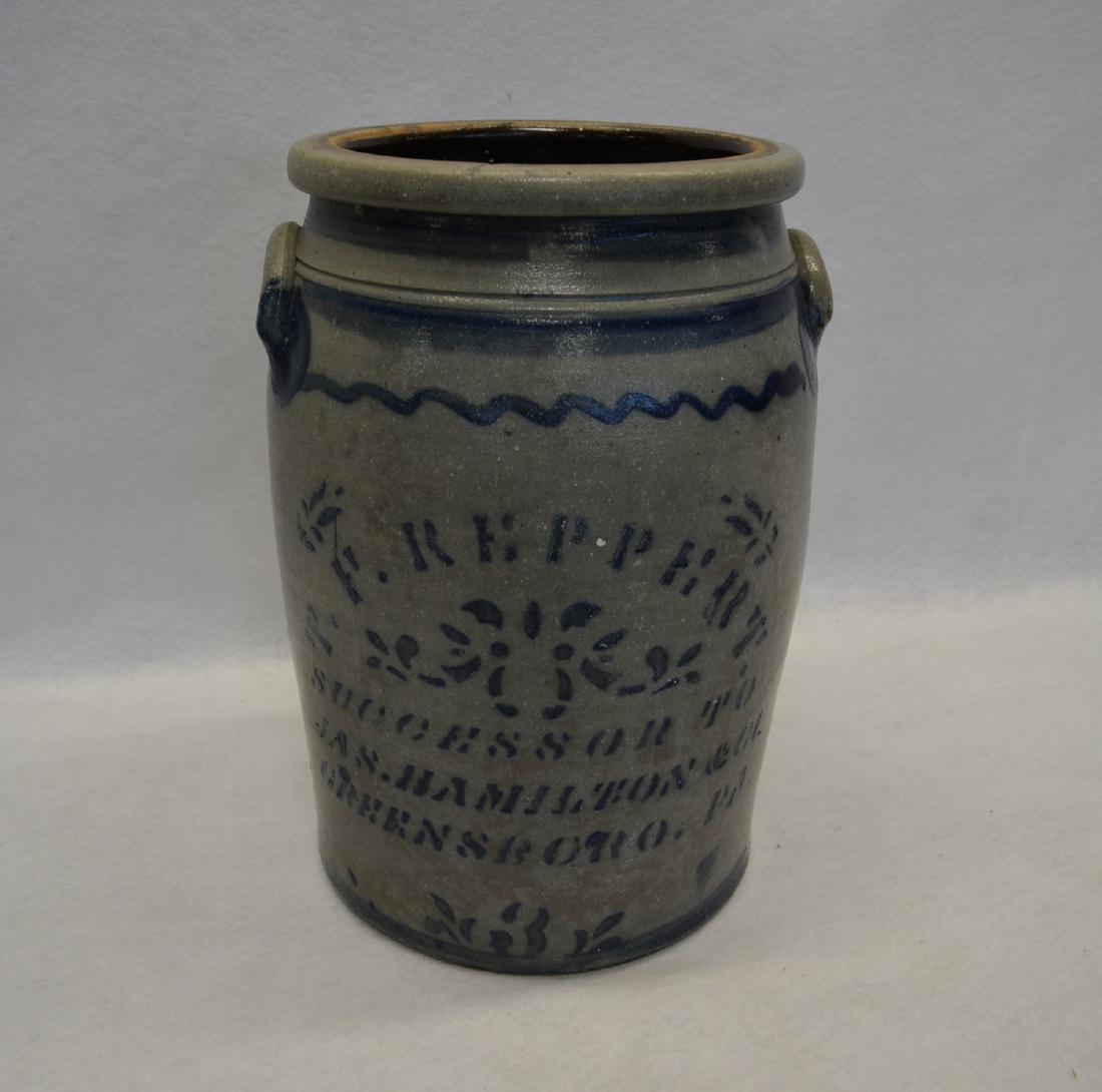 Stoneware 3 gallon storage jar with extensive blue (1 of 6)