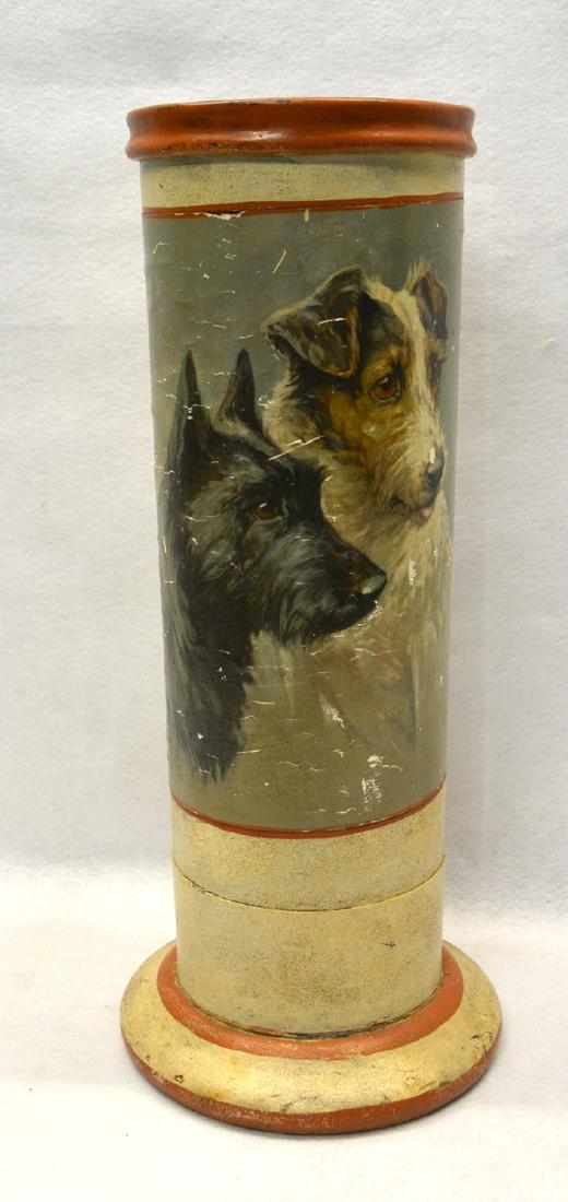 Hand painted leather umbrella stand on a wooden base - (1 of 5)