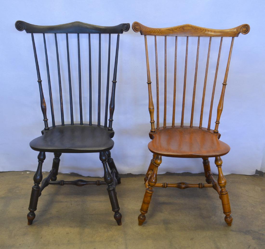 Two Wallace Nutting fan back Windsor chairs with carved (1 of 8)