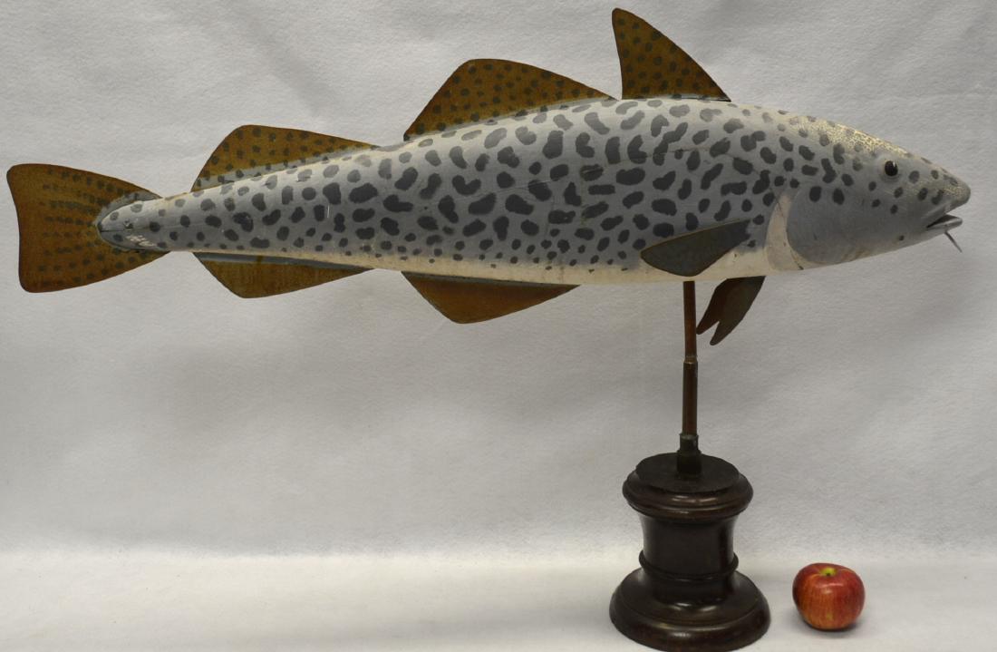 A large carved wooden codfish weathervane in original (1 of 6)