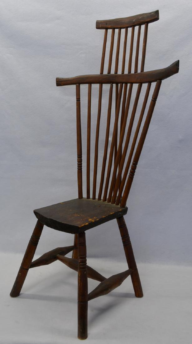 Primitive whittled comb-back brace-back Windsor chair (1 of 8)