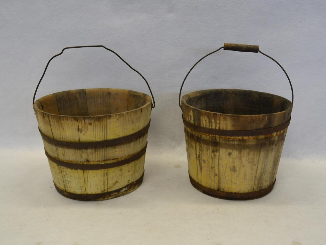 Two Shaker buckets with bale handles in original worn (1 of 4)