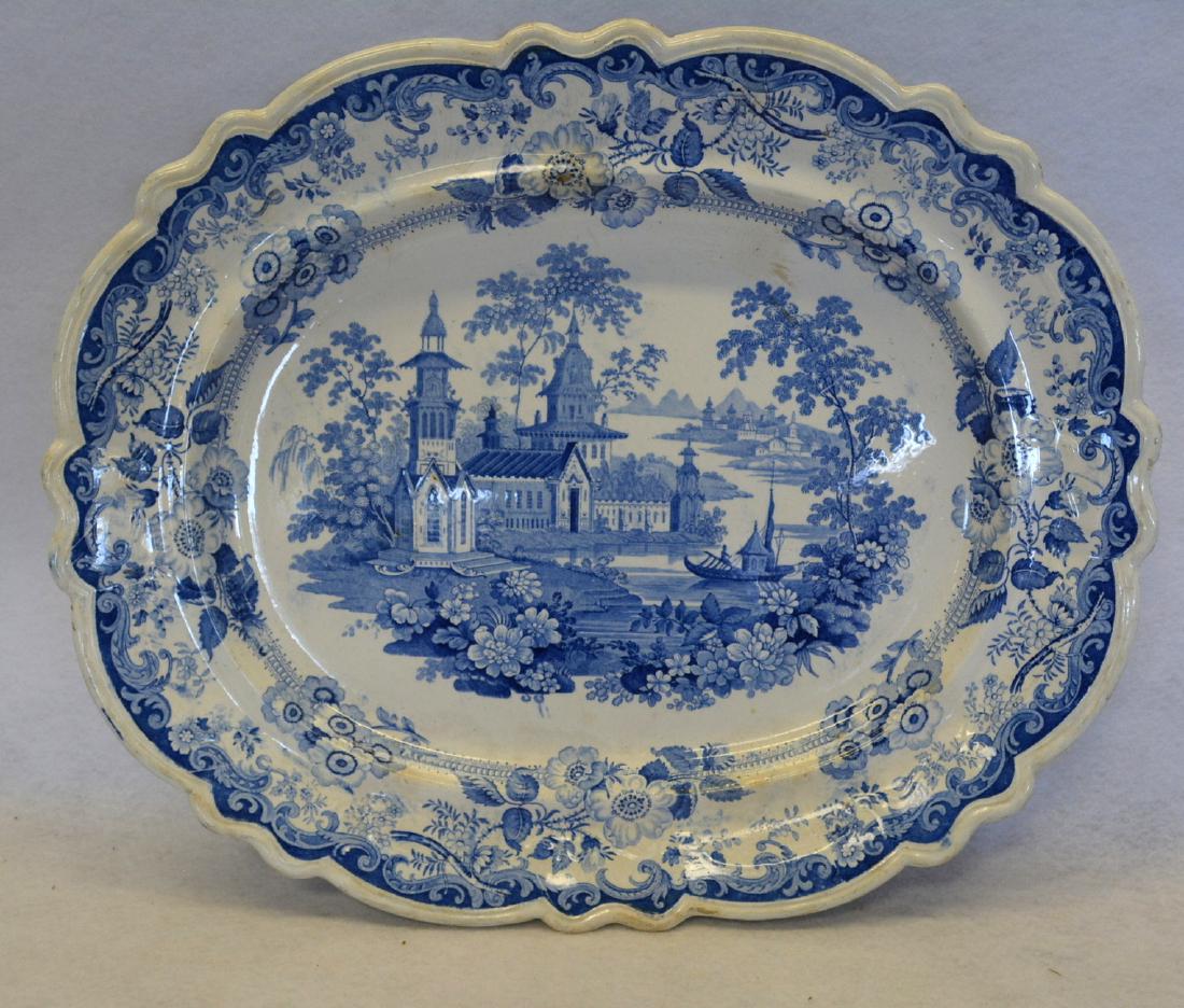 Blue and white Staffordshire transferware platter in (1 of 2)