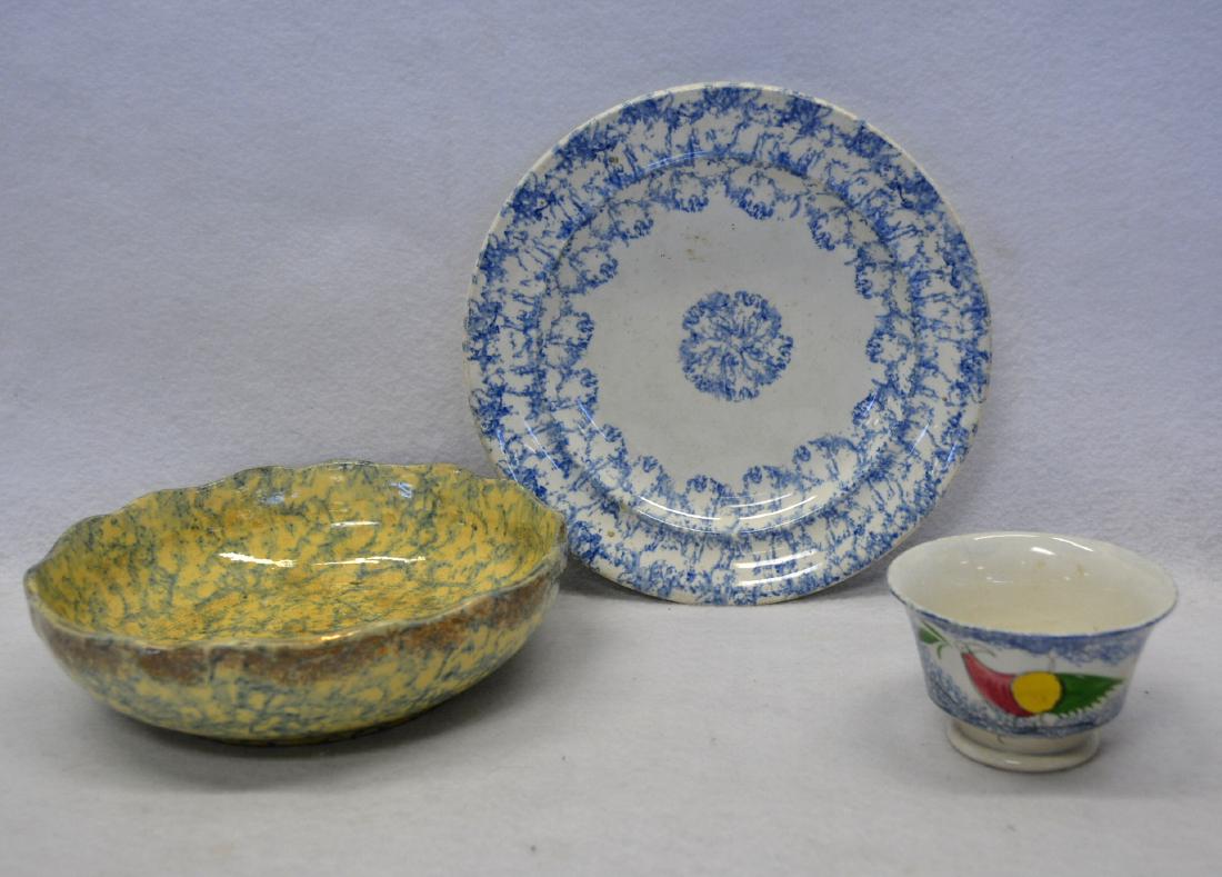 Three early pieces of china including Pea Fowl (1 of 6)