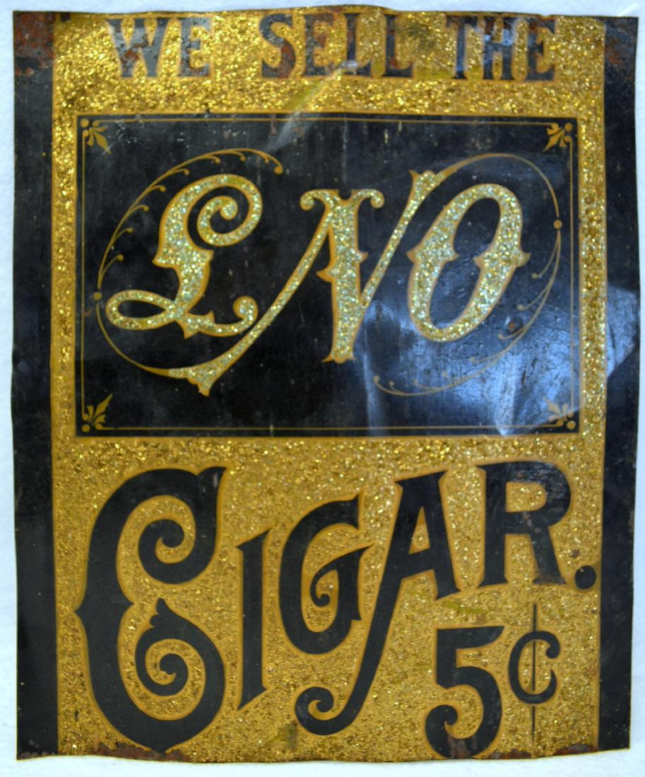 Tin advertising sign entitled "WE SELL THE LNO CIGAR - (1 of 2)