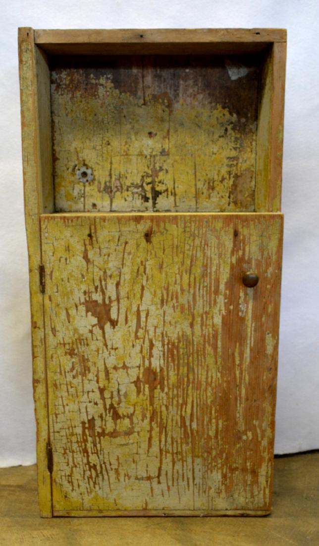 Small primitive wall cupboard with single door in old (1 of 5)