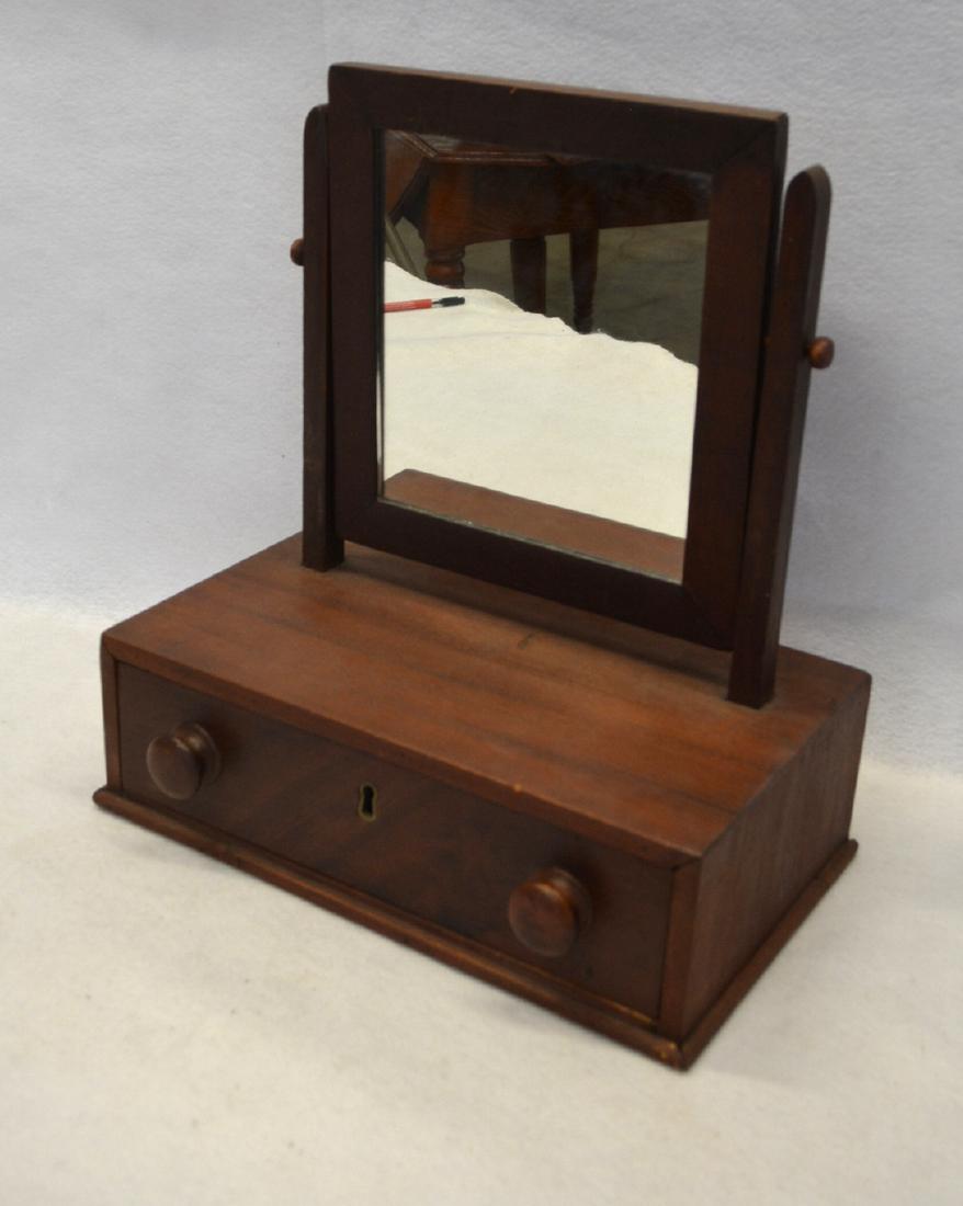 Late Sheraton mahogany dresser mirror with drawer. (1 of 1)