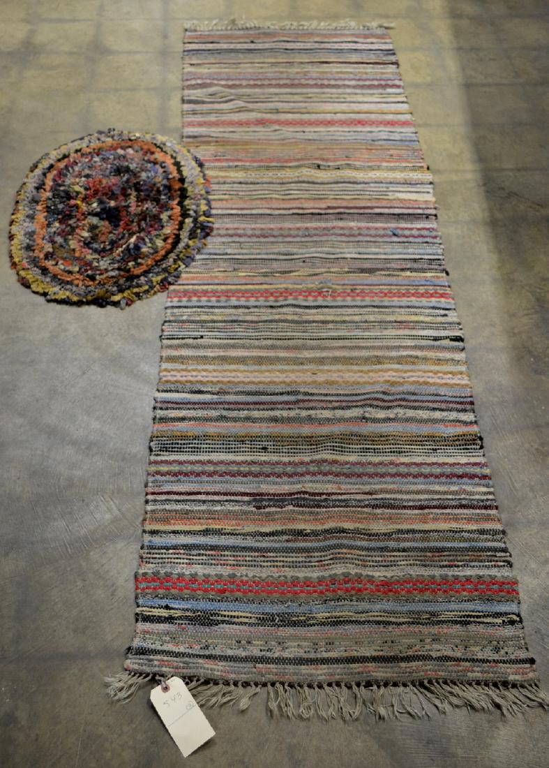 Shaker rag rug - 29", and a rag rug runner - 93"L x (1 of 5)